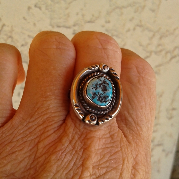 Sterling Silver Vintage Turquoise Cuff & Ring SET - Picture 10 of 16